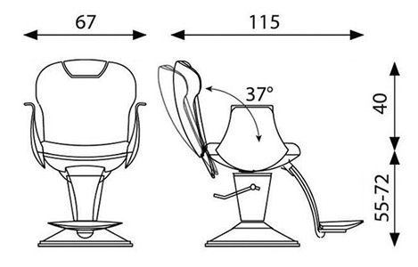 Tatu Gentlemans Hydraulic Barber Chair dimensions