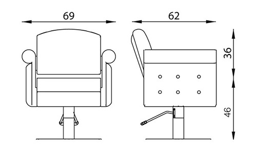 Londra Optima Hydraulic Salon Chair dimensions