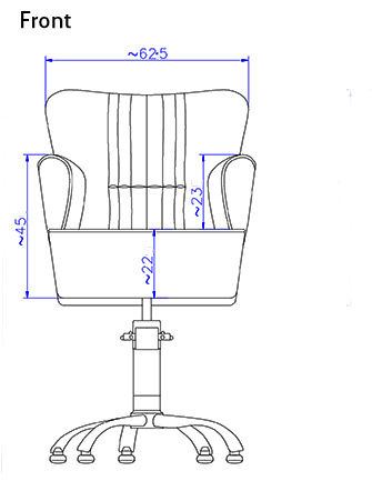 Ayala Zofia Styling Chair front dimensions