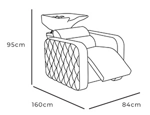 Diamond Backwash with legrest extended dimensions