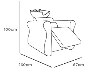 Vienna Backwash with legrest extended dimensions