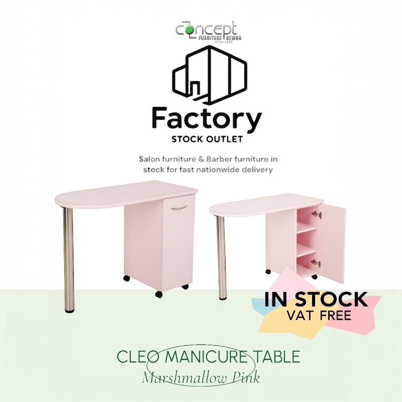 Cleo Manicure Table in Marshmallow Pink finish In Stock