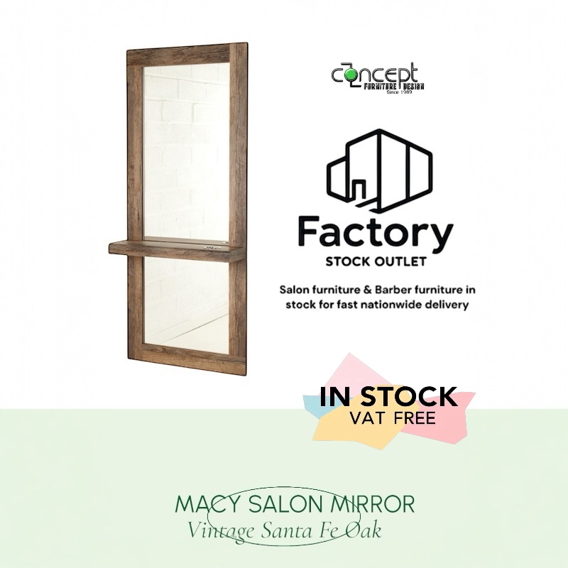 Macy Salon Mirror in Vintage Santa Fe Oak finish In Stock